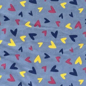 1 Yd Joann Fabric Snuggle Flannel Pink Yellow Blue Heart Allover Print Craft BTY